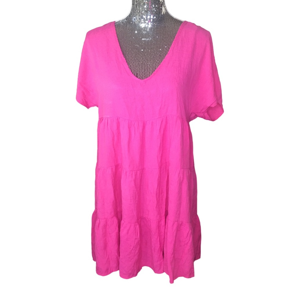 eesome Hot Pink Tiered Mini Dress